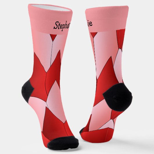 Roze Rood Art Deco Design Soksokken Sokken (Gebogen)