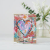 Roze rood blauw, Abstract kunstschilderij zonder h Briefkaart (Staand voorkant)