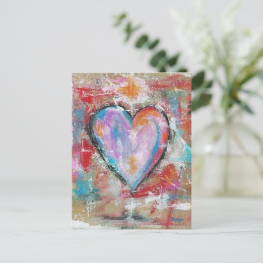 Roze rood blauw, Abstract kunstschilderij zonder h Briefkaart (Staand voorkant)