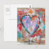 Roze rood blauw, Abstract kunstschilderij zonder h Briefkaart (Voorkant / Achterkant)