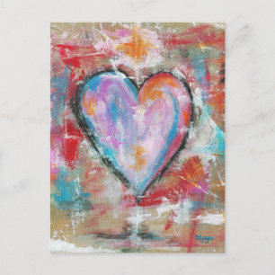Roze rood blauw, Abstract kunstschilderij zonder h Briefkaart
