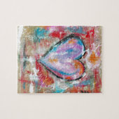 Roze rood blauw, Abstract kunstschilderij zonder h Legpuzzel (Horizontaal)