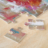 Roze rood blauw, Abstract kunstschilderij zonder h Legpuzzel (Zijkant)