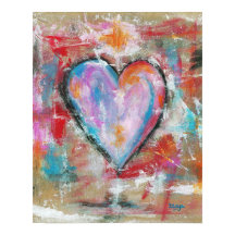 Roze rood blauw, Abstract kunstschilderij zonder h