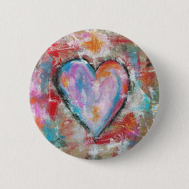 Roze rood blauw, Abstract kunstschilderij zonder h Ronde Button 5,7 Cm