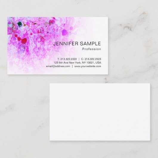 Roze rood Blauw Paars Groen Modern Abstract Elegan Visitekaartje (Voorkant / Achterkant)