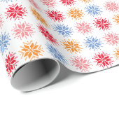 Roze Rood Blauw Sinaasappel Pixel Sneeuwvlokpatroo Cadeaupapier (Rol Hoek)