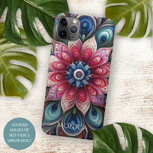 Roze Rood Blauwgroen Blauw Aqua Green Paisley Kuns iPhone 11Pro Max Hoesje