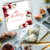 Roze Rood Bloemen 40e Verjaardag Custom Cocktail Servet