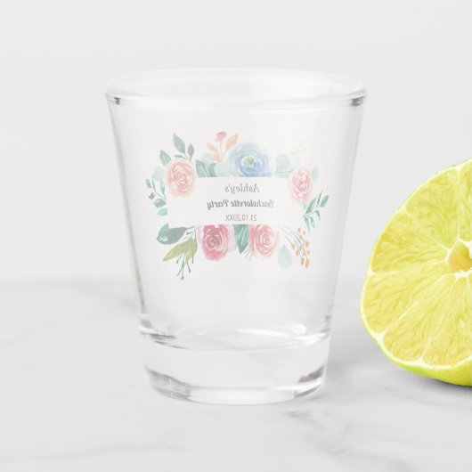 Roze Rood Bloemen Bachelorette Shotglas Shot Glas (Achterkant)