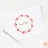 Roze Rood Bloemen Bloemen Bloemen Dank u Ronde Sticker (Envelop)