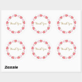 Roze Rood Bloemen Bloemen Bloemen Dank u Ronde Sticker (Vel)