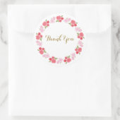 Roze Rood Bloemen Bloemen Bloemen Dank u Ronde Sticker (Tas)