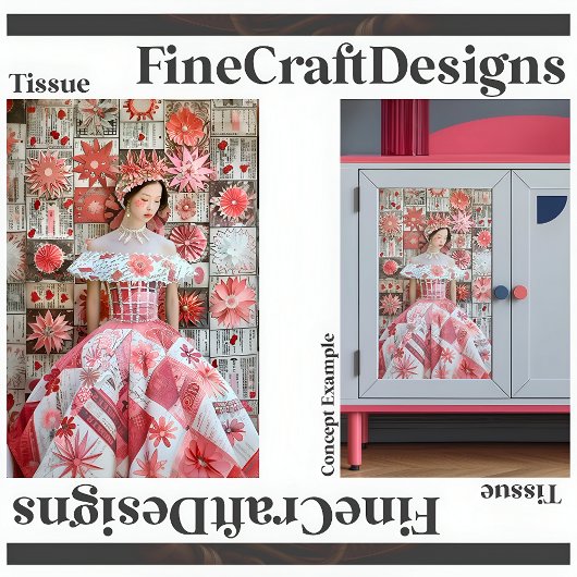 Roze Rood Bloemen Jurk Quilt Decoupage Rechts 156 Tissuepapier