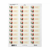 Roze Rood Bloemen Kerst retour adres label (Full Sheet)
