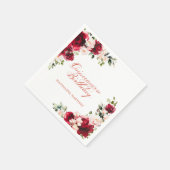 Roze Rood Bloemen Quiceanera Verjaardag gepersonal Servet (Hoek)