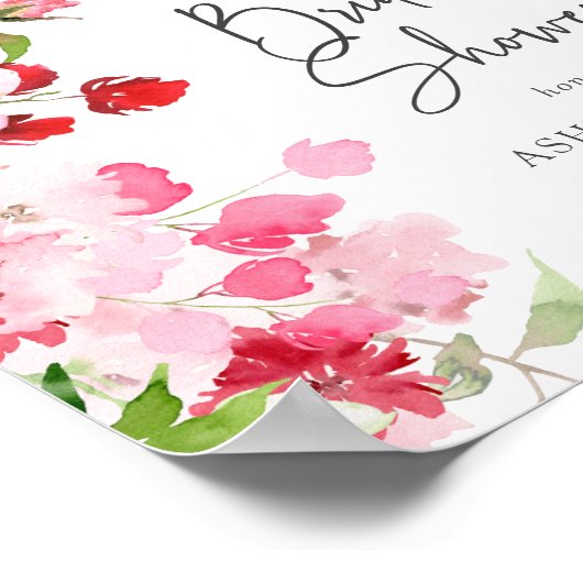 Roze Rood Bloemen Vrijgezellenfeest Poster (Hoek)