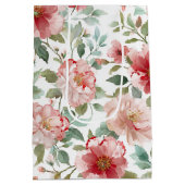 Roze Rood Bloemig Bruiloftsfeest Medium Cadeauzakje (Achterkant)