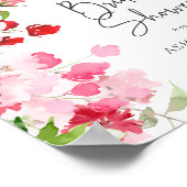 Roze Rood Bloemig Bruiloftsfeest Poster (Hoek)