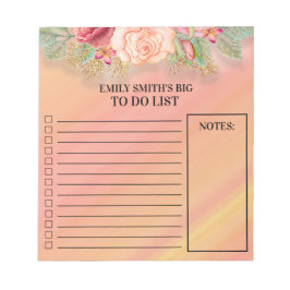 Roze Rood Bloemig Te Doen Checklijst Notities Notitieblok