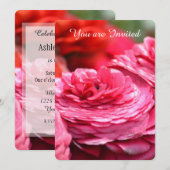 Roze Rood Bloemige 50ste Verjaardag Kaart (Voorkant / Achterkant)