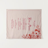 Roze Rood Bloemstuk Bruiloftsbarmenu Wandkleed (Voorkant (horizontaal))