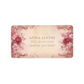 Roze Rood Blush Bloemen Waterverf Romantisch Lijst Etiket (Voorkant)