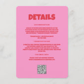 Roze Rood Bold Funky Groovy Wedding Detail Informatiekaartje (Voorkant)
