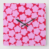 Roze Rood Bold Y2K Wildflower Levendig Huis Decor Vierkante Klok (Voorkant)
