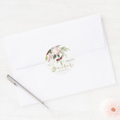 ROZE ROOD BURGUNDY PROTEA BLOEMEN BRUIDSSHOWER RONDE STICKER (Envelop)