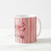 Roze Rood Candy Cane Strepen Strik Koffiemok (Voorkant rechts)