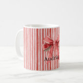 Roze Rood Candy Cane Strepen Strik Koffiemok (Voorkant links)