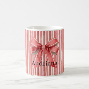 Roze Rood Candy Cane Strepen Strik Koffiemok