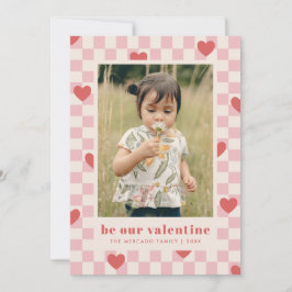 Roze Rood Checkerboard Hearts Valentijnsdag Kaart