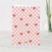 Roze Rood Checkerboard Hearts Valentijnsdag Kaart (Achterkant)