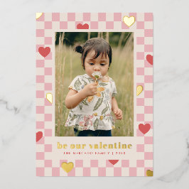 Roze Rood Checkerboard Hearts Valentijnsdag Kaart