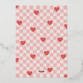 Roze Rood Checkerboard Hearts Valentijnsdag Kaart (Achterkant)