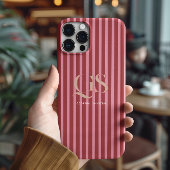 Roze & Rood | Chic Strepen Monogram Case-Mate iPhone Case