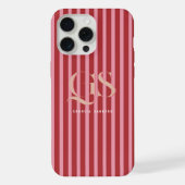 Roze & Rood | Chic Strepen Monogram iPhone Hoesje (Achterkant)