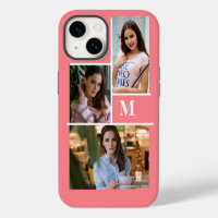 Roze Rood Custom 3 Foto Collage Monogram