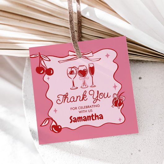 Roze Rood Dirty Dertig Verjaardag Party Square Bedankjes Labels