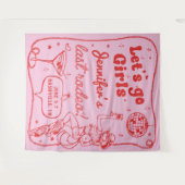 Roze Rood Disco Cowgirl Rodeo Bachelorette Weekend Wandkleed (Voorkant (horizontaal))