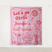 Roze Rood Disco Cowgirl Rodeo Bachelorette Weekend Wandkleed (Voorkant)