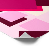 Roze rood donker geometrische abstracte vierkanten poster (Hoek)