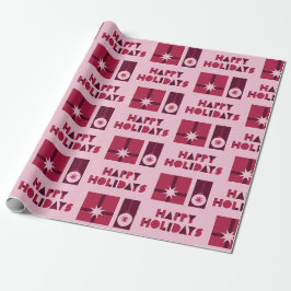 Roze Rood Donkerrood Geometrische Stijl in Kerstmi Cadeaupapier