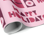 Roze Rood Donkerrood Geometrische Stijl in Kerstmi Cadeaupapier (Rol Hoek)