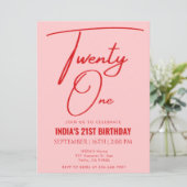 Roze Rood Eenentwintig 21e Verjaardag Kaart (Staand voorkant)