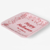 Roze Rood Eigenzinnige Hand Getrokken Doodles Hall Papieren Bordje (Gebogen)