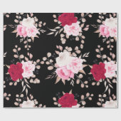 roze rood elegant bloem cadeaupapier (Vlak)