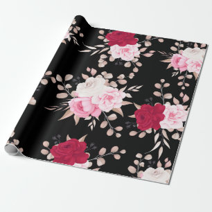 roze rood elegant bloem cadeaupapier